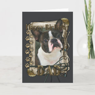 Happy Birthday - Stone Paws - Boston Terrier - Dad Card