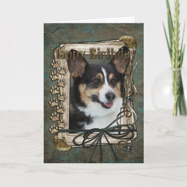 Happy Birthday - Stone Paws - Corgi Card (Front)