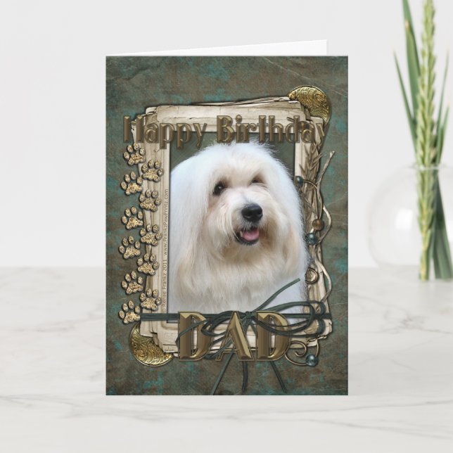 Happy Birthday - Stone Paws - Coton de Tulear -Dad Card (Front)