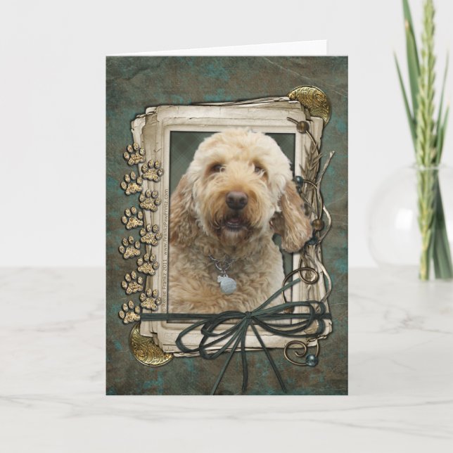 Happy Birthday - Stone Paws - GoldenDoodle Card (Front)