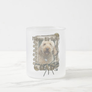 Happy Birthday - Stone Paws - GoldenDoodle - Dad Frosted Glass Coffee Mug
