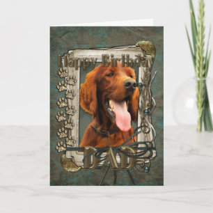 Happy Birthday - Stone Paws - Irish Setter - Dad Card