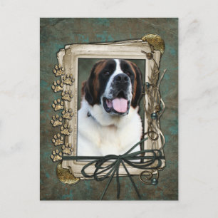Happy Birthday - Stone Paws - St Bernard - Mae Postcard