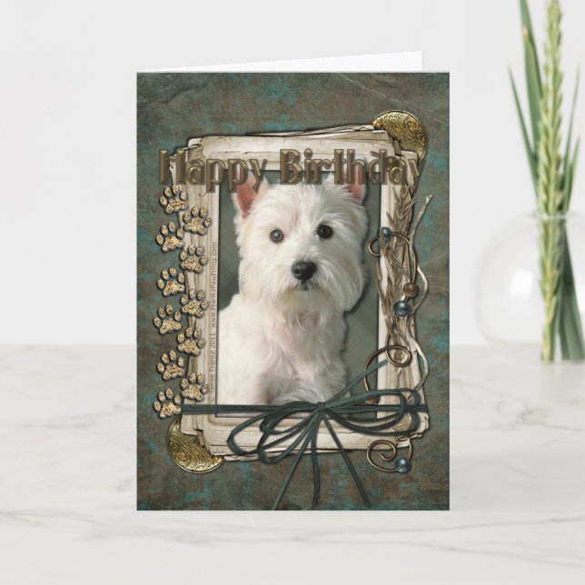 Happy Birthday - Stone Paws -West Highland Terrier Card (Front)