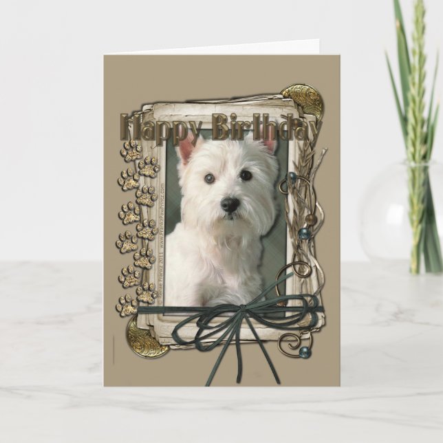 Happy Birthday - Stone Paws -West Highland Terrier Card (Front)