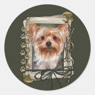 Happy Birthday - Stone Paws - Yorkshire Terrier Classic Round Sticker