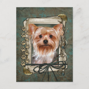 Happy Birthday - Stone Paws - Yorkshire Terrier Postcard