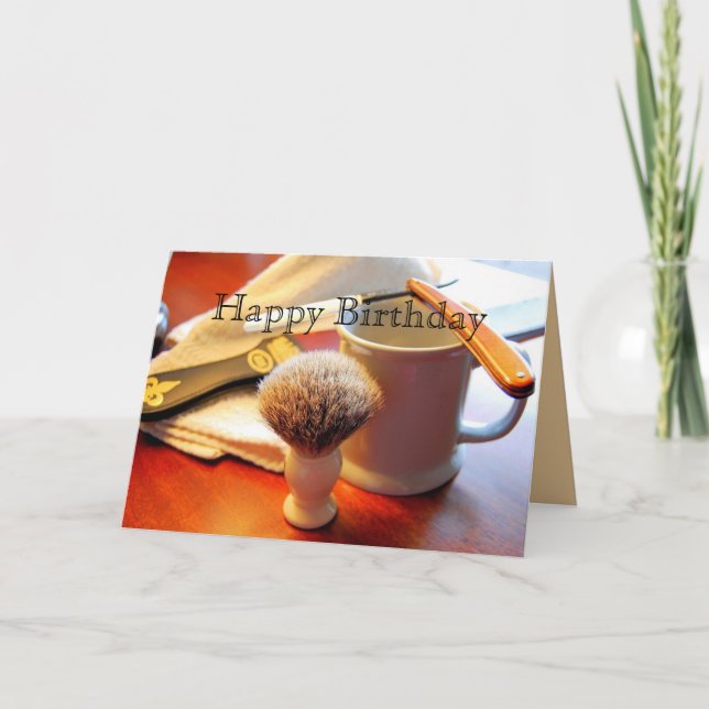 Happy Birthday, Straight Edge Razor Card (Front)