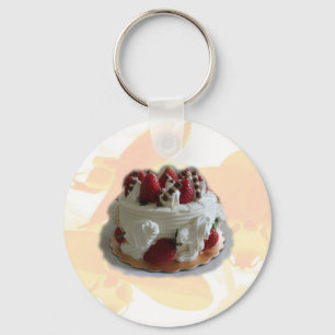 happy birthday strawberry, chocolate cake key ring