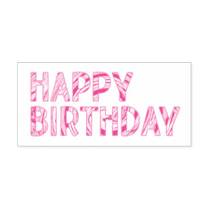 Happy Birthday Striped Groovy Colourful Self-inking Stamp