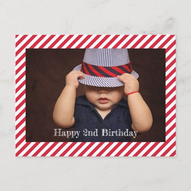 Happy Birthday | Stripes Photo Personalised Card (Front)