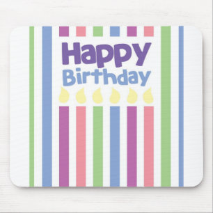 Happy Birthday stripey card Mouse Mat