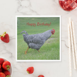 Happy Birthday Strolling Chicken Napkin