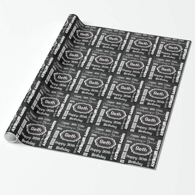 Happy Birthday Subway Art Style | Personalise Wrapping Paper (Unrolled)