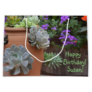 Happy Birthday Succulent Addict Large Gift Bag