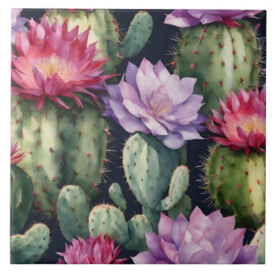 Happy Birthday Succulent Plants, Cactus Flowers  Tile