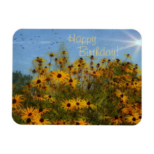 Happy Birthday Summertime Black-Eyed-Susans Magnet