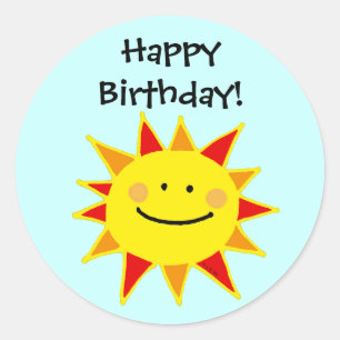 Happy Birthday! (sun) Classic Round Sticker