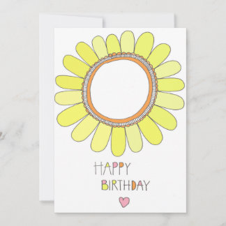 Happy Birthday Sunflower and Pink Heart Card