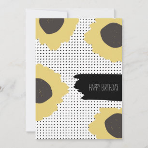 Happy Birthday Sunflower Dots Brush Stroke Card