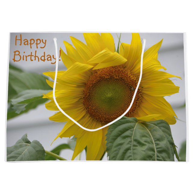 Happy Birthday Sunflower Large Gift Bag (Front)