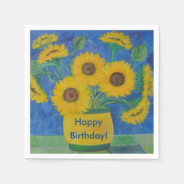 Happy Birthday Sunflower Napkin (Front)
