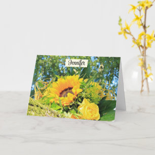 Happy Birthday Sunflower Personalise Name Card