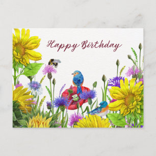Happy Birthday Sunflowers, Wildflowers Nature Postcard