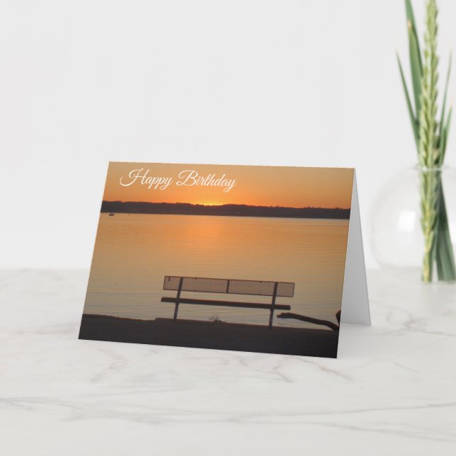 Happy Birthday Sunset over the River Birthday Card (Front)