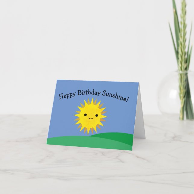 Happy Birthday Sunshine Cute Smiling Sun Card (Front)
