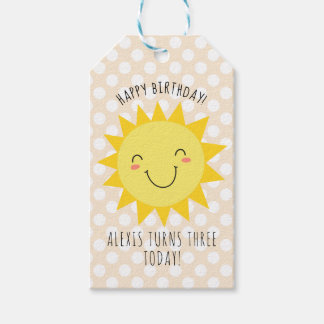 Happy Birthday Sunshine Party Gold Gift Tags