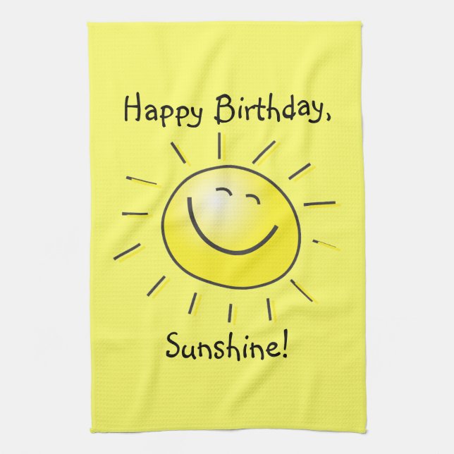 Happy Birthday, Sunshine! Tea Towel (Vertical)