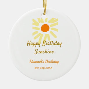 Happy birthday sunshine yellow orange birthday boh ceramic tree decoration