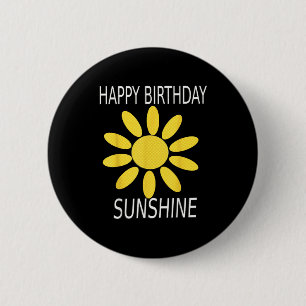 Happy birthday sunshine yellow wild flower vintage 6 cm round badge