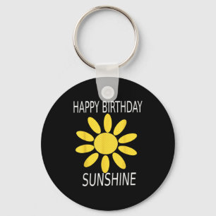 Happy birthday sunshine yellow wild flower vintage key ring