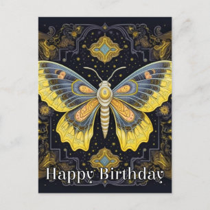Happy Birthday Super Abstract Butterfly Design Postcard