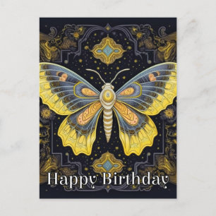 Happy Birthday Super Abstract Butterfly Design Postcard