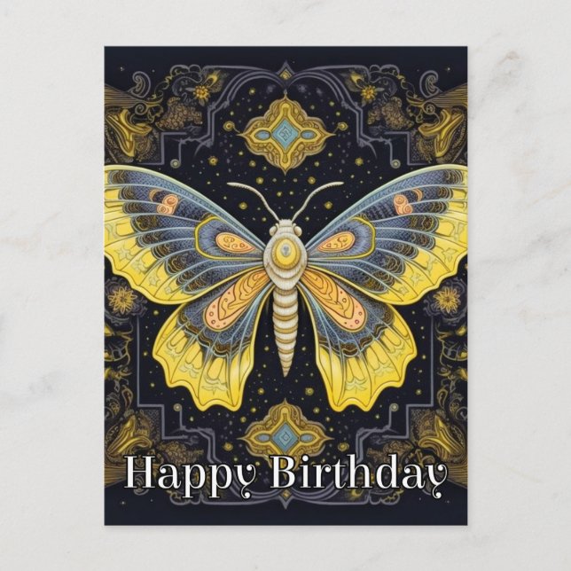 Happy Birthday Super Abstract Butterfly Design Postcard (Front)