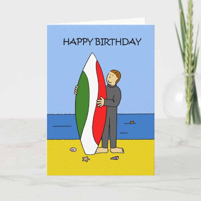 Happy Birthday Surfer Boy Card (Front)
