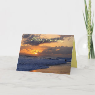 Happy Birthday, Surfer Kauai Beach Sunset Card