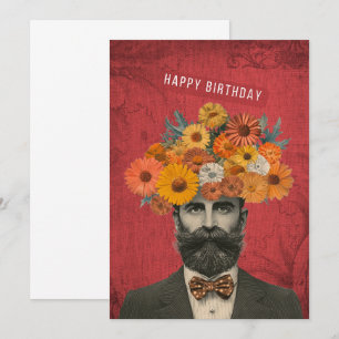 Happy Birthday Surreal Flower Gent Card