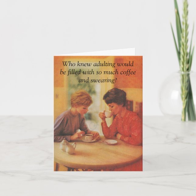 Happy Birthday. Swearing Coffee Friend. Card (Front)