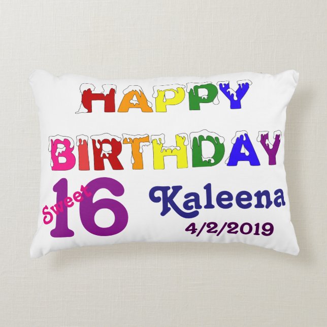 Happy Birthday Sweet 16 Decorative Cushion (Front)