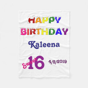 Happy Birthday Sweet 16 Fleece Blanket