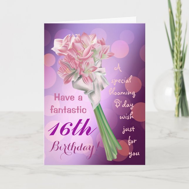 Happy Birthday ! - sweet 16 flowers Greeting card (Front)
