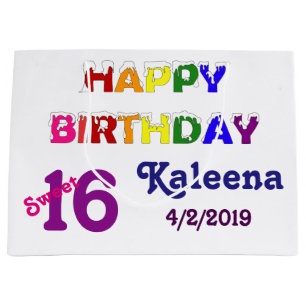 Happy Birthday Sweet 16 Large Gift Bag
