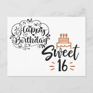 Happy Birthday Sweet 16 Postcard