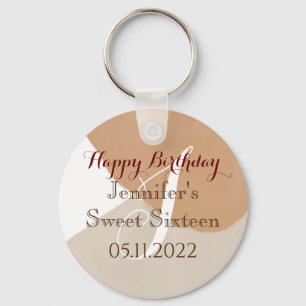 Happy Birthday Sweet 16 Sixteen Monogram name Key Ring