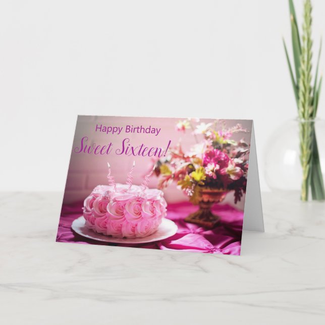 Happy Birthday Sweet 16 Sixteenth Birthday Card (Front)