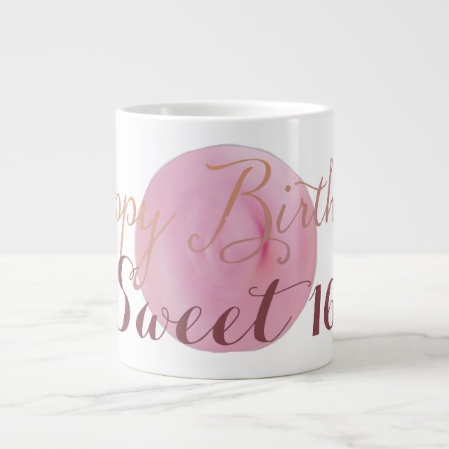 Happy Birthday Sweet As Pink Icing 16 Large Coffee Mug (Front)